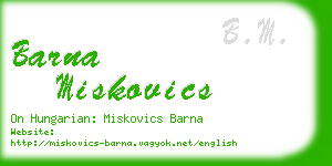 barna miskovics business card